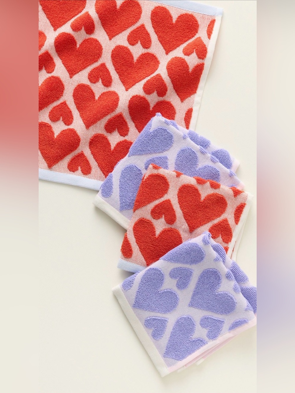 Icon Heart Jacquard Dishcloths, Set of 4 Anthro